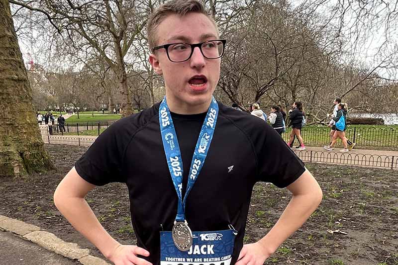 Jack with medal after completing the run